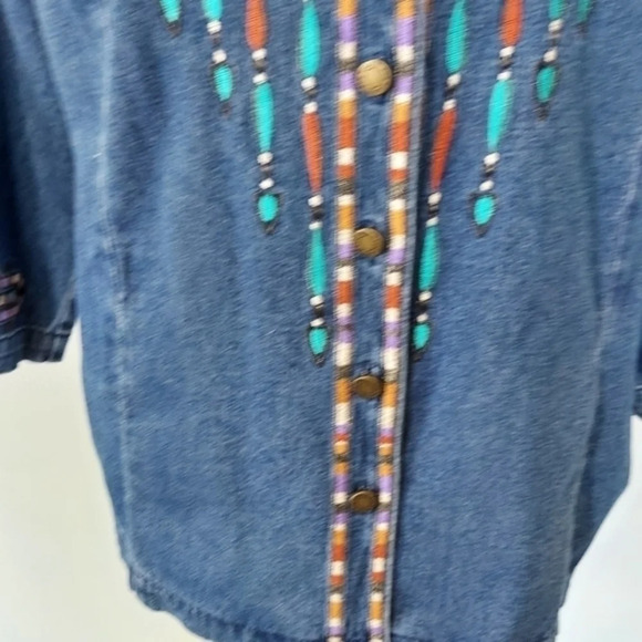 Vintage 80's Bob‎ Mackie Wearable Art  Denim Southwestern Embroidered Shacket - Picture 6 of 16